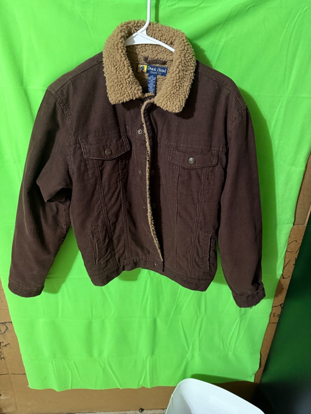Duck Head Dark Brown Corduroy Jacket with Tan Sherpa Collar